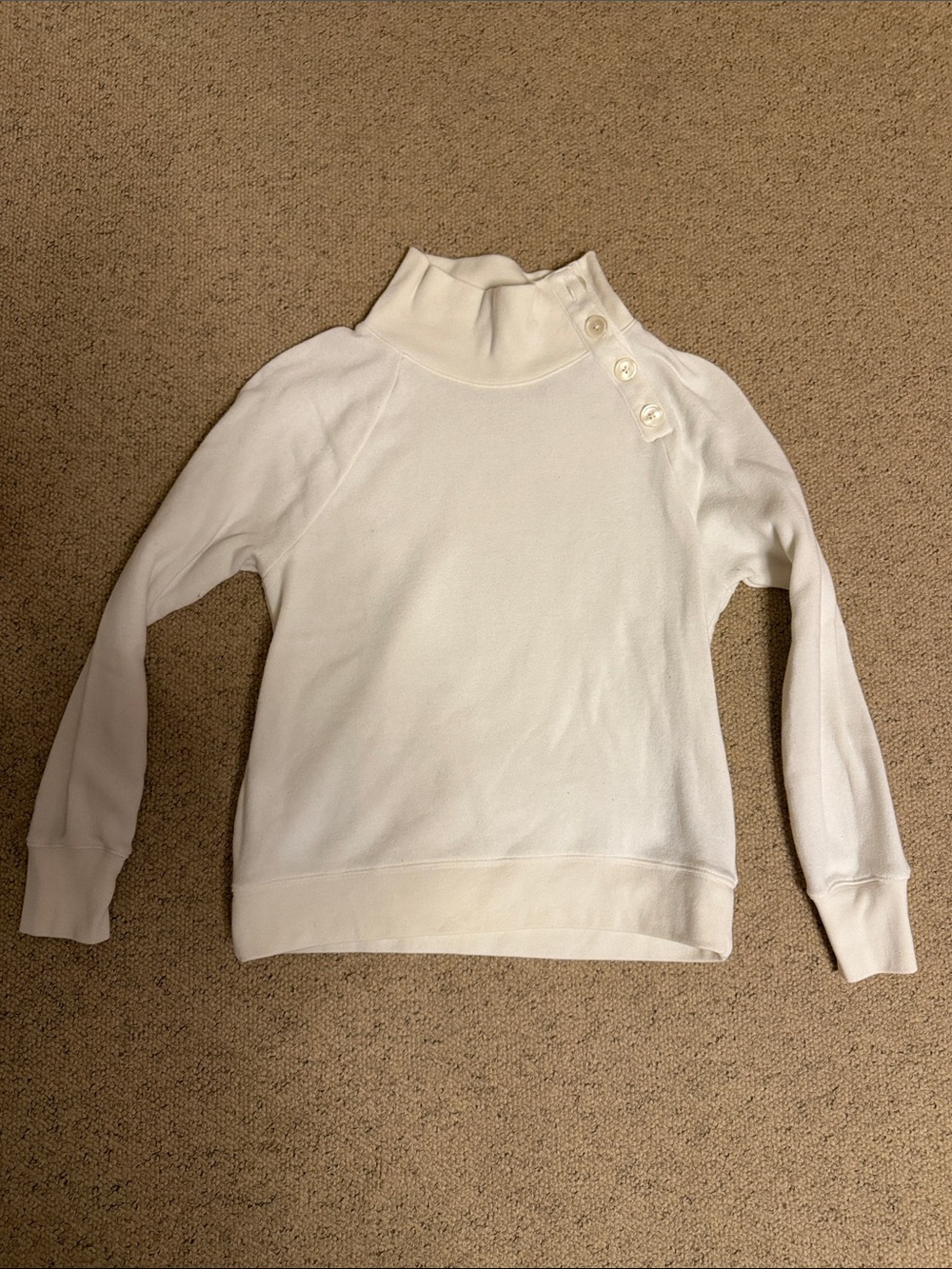 J. Crew cream Button-Neck Turtleneck Sweatshirt